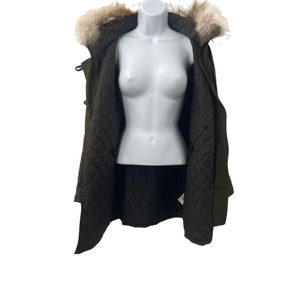 Rag & Bone Waterloo Parka Coat Down Jacket Real Fur Real Leather Olive Green - Picture 14 of 15